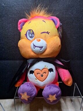 Care Bears Halloween 12" Spooky Sparkle Bear Vampire Fangs Black Cape Bat Heart